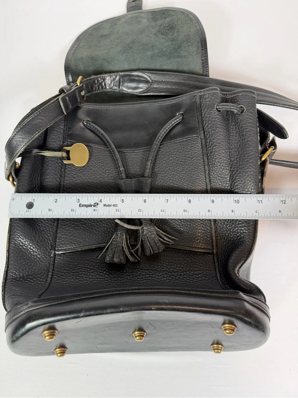 Vintage Dooney & Bourke Teton H64 Black Leather Drawstring Shoulder Bag USA